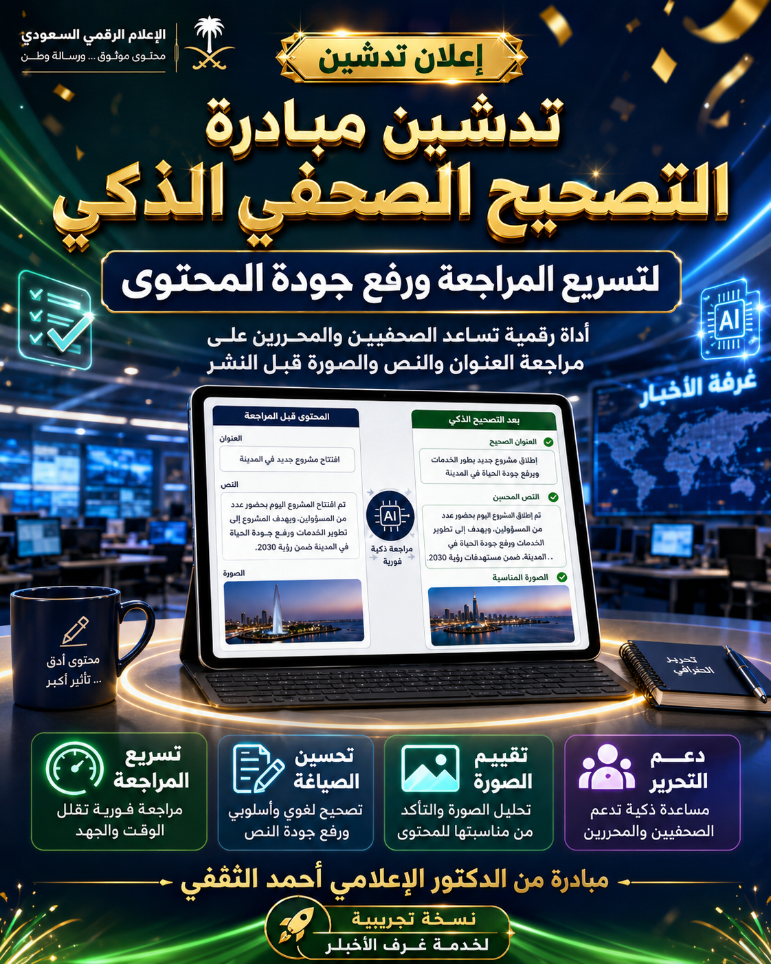 الثقفي يطلق «التصحيح الصحفي الذكي» لتسريع المراجعة ورفع جودة المحتوى
